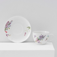 Сервиз фарфоровый чайный Доляна &laquo;Лаванда&raquo;, 12 предметов: 6 чашек 250 мл, 6 блюдец d=15 см, цвет белый
