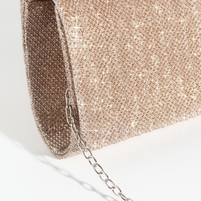 Клатч на магните, длинная цепочка, цвет золотистый