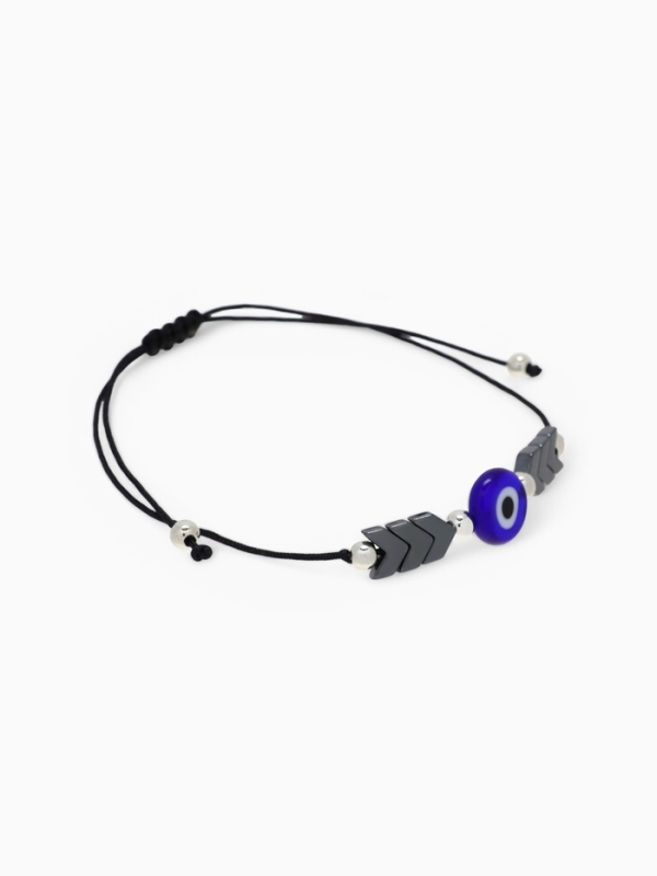 Браслет-оберег &laquo;Глазик&raquo; на нити, гематит, цвет чёрный в серебре