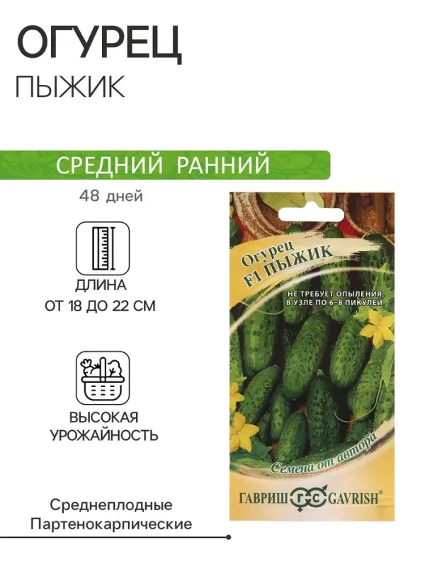 Семена Огурец Пыжик F1 10 шт. пикуль автор.