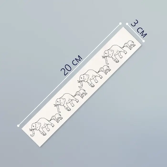 Переводная тату на тело чёрная &laquo;Браслет. Слоны&raquo;, 20&times;3 см