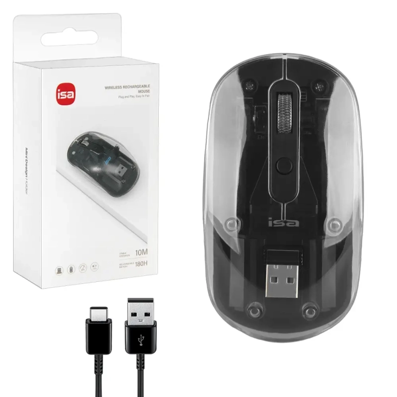 Мышь беспроводная WM-8 ISA Прозрачно-черная