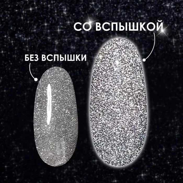 Блёстки для декора ногтей, светоотражающие, мелкие, цвет серебристый