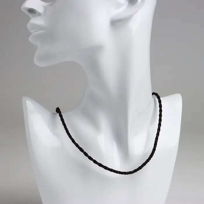 Шнурок вощёный кожаный d=3 мм, L=45 см, коричневый, косичка