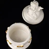 Шкатулка с бантами "Ангел " 12х9 см, перламутр