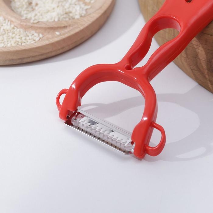 Овощечистка двухсторонняя &laquo;Скраб&raquo;, 18 см, цвет красный