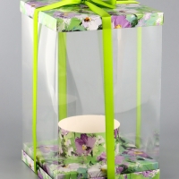 Коробка PVC, для цветов с лентой, 28 х 18 х 18 см, зеленый