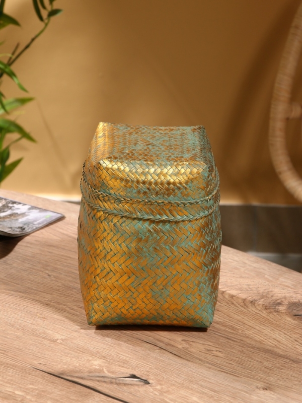 Корзинка плетеная "Голден" 16х16х23 см, голубой