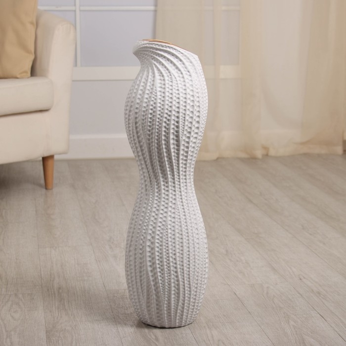 Керамическая ваза для цветов, сухоцветов &laquo;Дуайт&raquo;, напольная, 60 см, белый