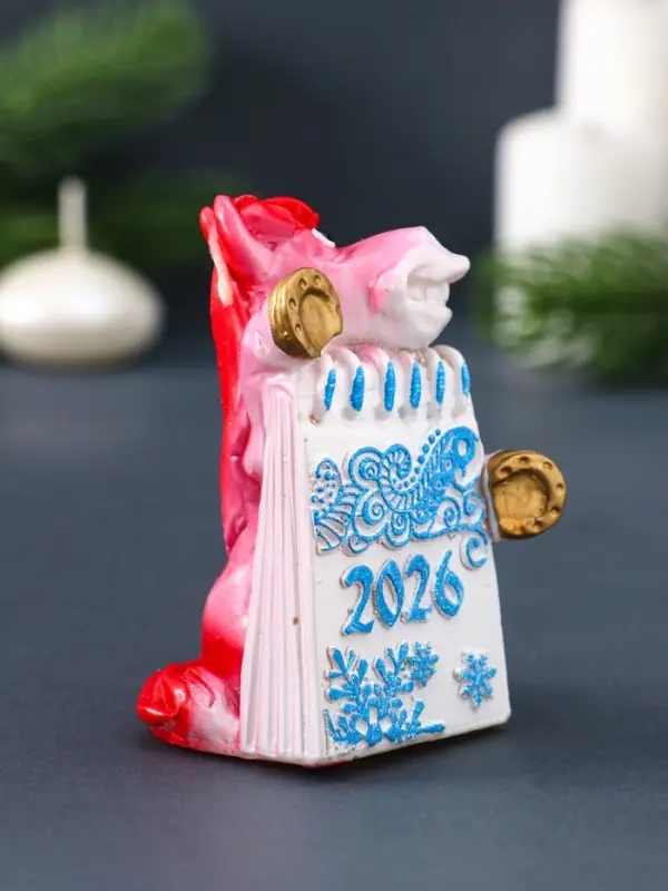 Свеча фигурная "Лошадка с открыткой" 6х4,5х8,5 см, цв. розово-голубой