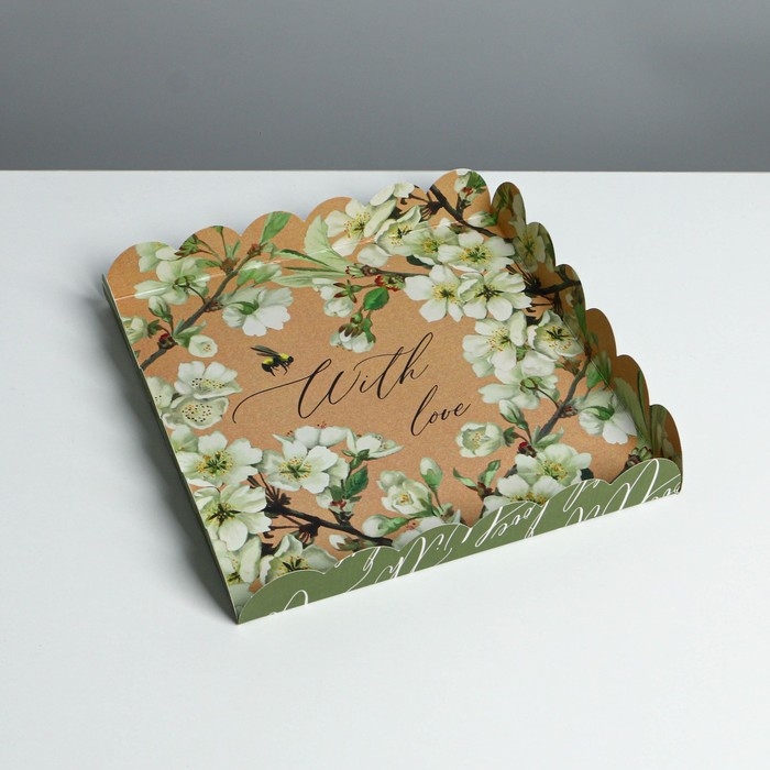 Коробка для печенья, кондитерская упаковка с PVC крышкой, &laquo;Пчёлка&raquo;, 21 х 21 х 3 см