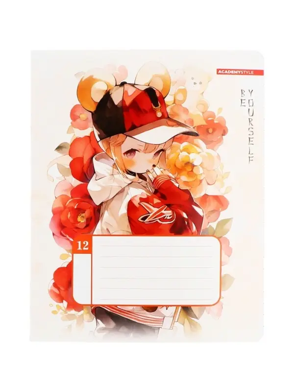 Тетрадь 12 листов, в линейку &laquo;С ушками&raquo;, мелованный картон, МИКС