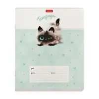 Тетрадь 12л кл "Кошарики",  на скобе, обл мел карт, скругл углы