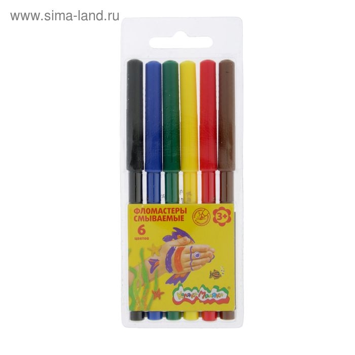 Фломастеры 6 цветов &laquo;Каляка-Маляка&raquo;, вентилируемый колпачок
