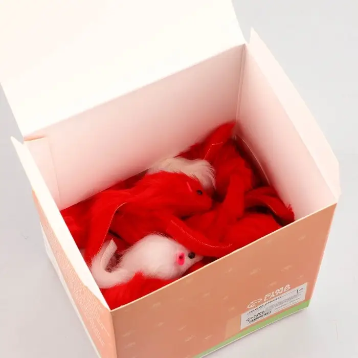 Мышь меховая однотонная 6,5 см, фасовка 40 шт, микс цветов