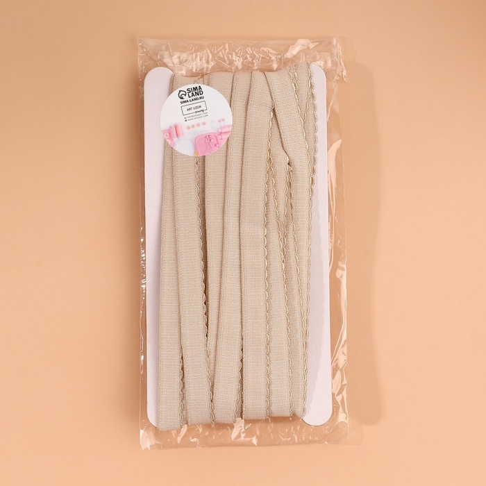 Резинка становая, с ажурным краем, 10 мм, 10 &plusmn; 0,5 м, цвет бежевый