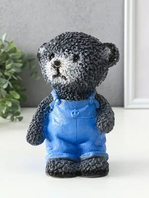 Копилка "Мишка в джинсах" серый, 19,5х13х11 см