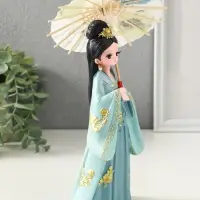 Сувенир полистоун "Девочка в кимоно с зонтиком" голубой 12х13,8х25 см