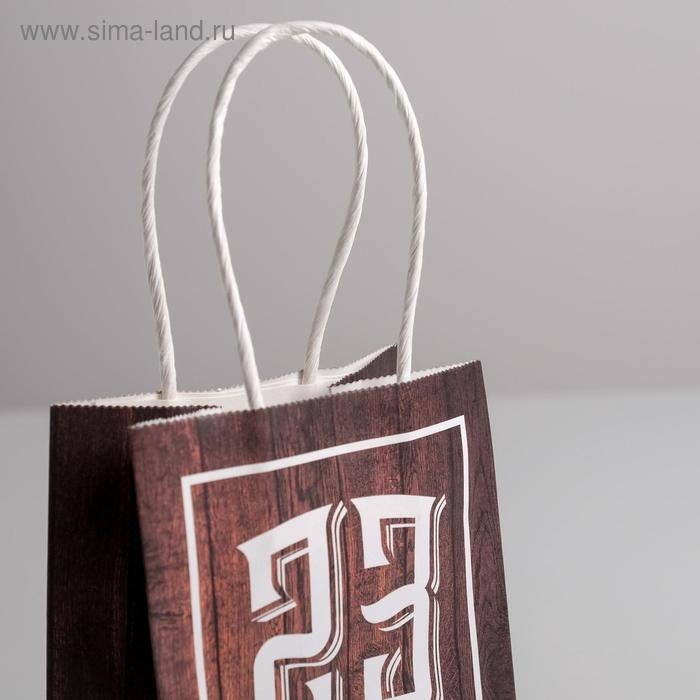 Пакет подарочный крафт, упаковка, &laquo;С 23 февраля&raquo;, 12 х 21 х 9 см