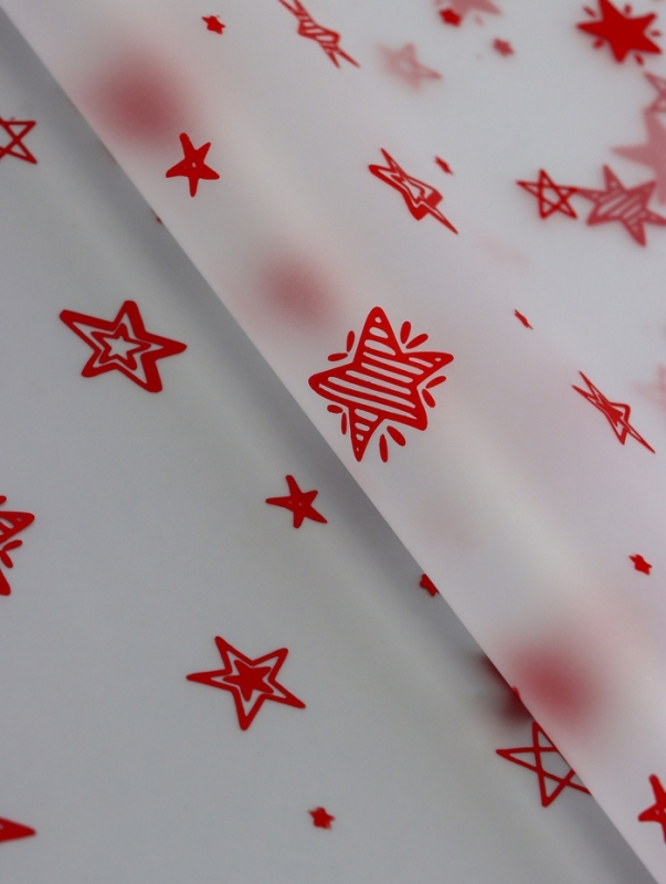 Пленка для цветов матовая, "Звездочки", красный, 0,6х9м &plusmn;5%