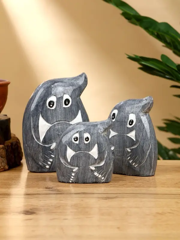 Набор сувенирный "Привидения" дерево H 12, 9, 7 см, цв. серый