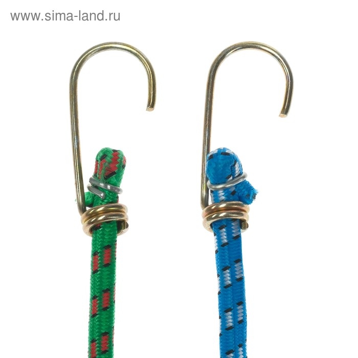 Резинка для крепления багажа TORSO, 100 см, d8 мм, металлические крючки, МИКС, набор 2 шт