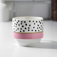 Набор кружек из керамики &laquo;Горошек&raquo;, 4 шт, 150 мл, на металлической подставке, цвет белый