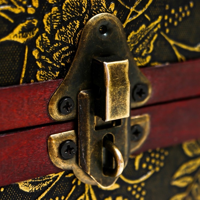 Шкатулка дерево состаренная "Цветы и бамбук" сундучок МИКС 15х22х15,5 см