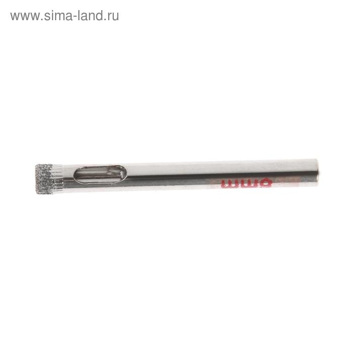 Сверло алмазное по стеклу и керамике ЛОМ, цилиндрический хвостовик, 6 х 55 мм