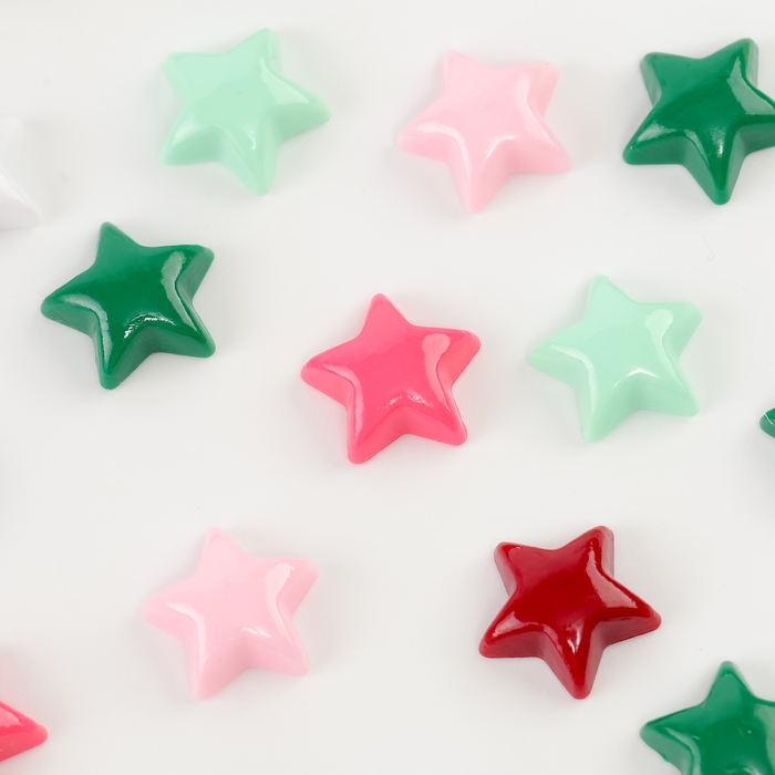 Кабошон &laquo;Звездочка&raquo;, набор 50 шт., размер 1 шт. &mdash; 1,5 &times; 1,5 &times; 0,2 см, цвет МИКС