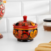 Сахарница &laquo;Ягодка&raquo;, малая, 9&times;9 см, хохлома