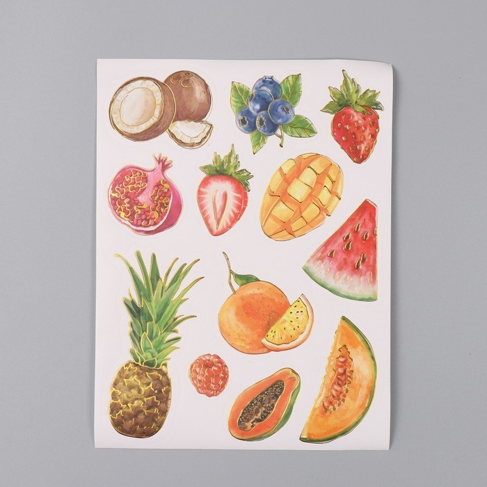 Фотоальбом 25 листов (наклейки+кольца) "Фрукты. Привет, лето!" 19х27х3 см
