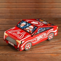 Новый год. Подарочная коробка "Автогонки", 11 х 31,5 х 13 см.