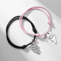 Браслеты &laquo;Неразлучники&raquo; сердце лучших друзей, цвет чёрно-розовый с серебром, 7 см
