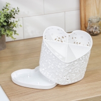 Подставка под столовые приборы &laquo;Сердце&raquo;, 17&times;18,5&times;15,5 см, цвет белый