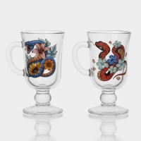 Кружка стеклянная для глинтвейна &laquo;Цветы и змеи&raquo;, 200 мл, МИКС
