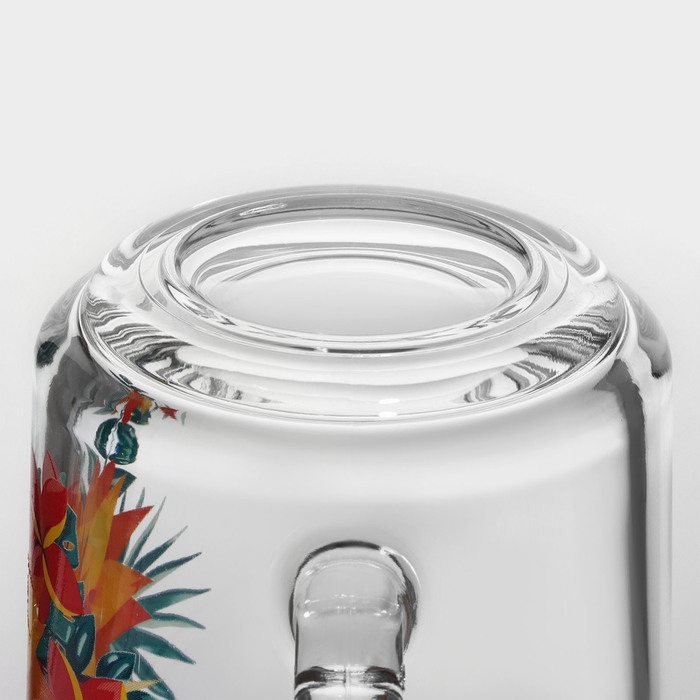 Кружка стеклянная &laquo;Тропические цветы&raquo;, 200 мл, рисунок МИКС