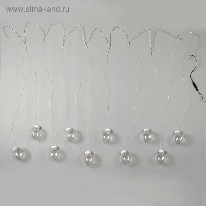 Гирлянда &laquo;Бахрома&raquo; 2.5 &times; 0.7 м роса с насадками &laquo;Шарики&raquo;, IP20, серебристая нить, 150 LED, свечение белое, 12 В