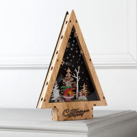 Светодиодная фигура &laquo;Новогодний олень&raquo; 19 &times; 30 &times; 4.5 см, дерево, батарейки АААх2 (не в комплекте), свечение тёплое белое