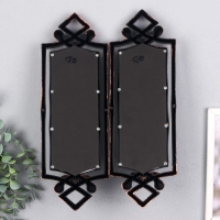 Подсвечник пластик, стекло на 1 свечу "Зеркальный свет" н-р 2 шт d-4 см бронза 8х11,5х37 см   906887