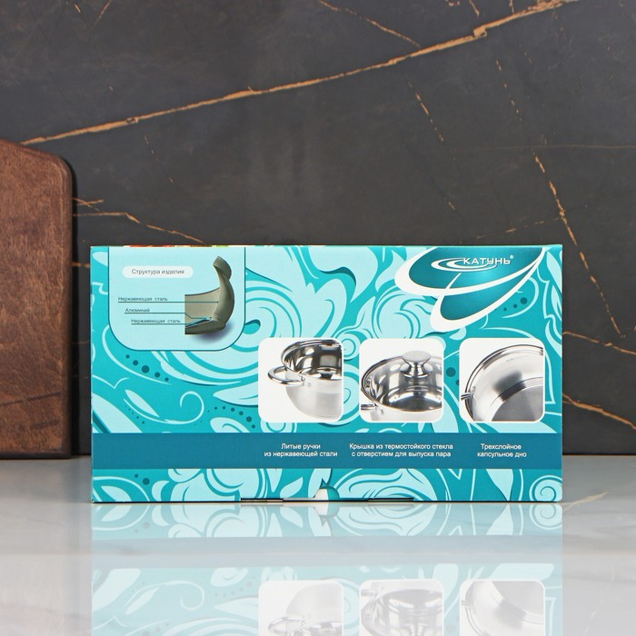 Кастрюля &laquo;Диана&raquo;, 6 л, d=24 см, капсульное дно, стеклянная крышка, индукция