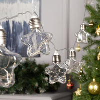 Гирлянда &laquo;Нить&raquo; 3 м с насадками &laquo;Лампочки звёздочки&raquo;, IP20, прозрачная нить, 80 LED, свечение мульти, 8 режимов, 220 В