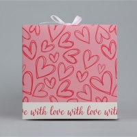 Коробка подарочная складная, упаковка, &laquo;Сердечки&raquo;, 18 х 18 х 18 см