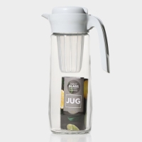 Кувшин для воды стеклянный с пластиковым фильтром Renga &laquo;Дэйзи&raquo;, 1,5 л, 10&times;29 см, цвет серый