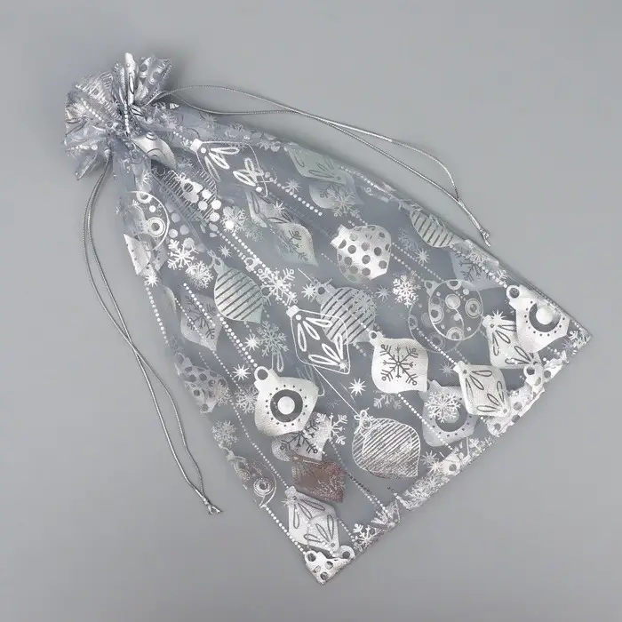 Мешочек подарочный органза &laquo;Новогодние игрушки&raquo;, 20 х 30 см +/- 1.5 см