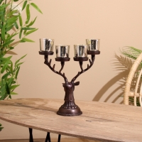 Подсвечник на 4 свечи "Олень" алюминий 26х13х30 см