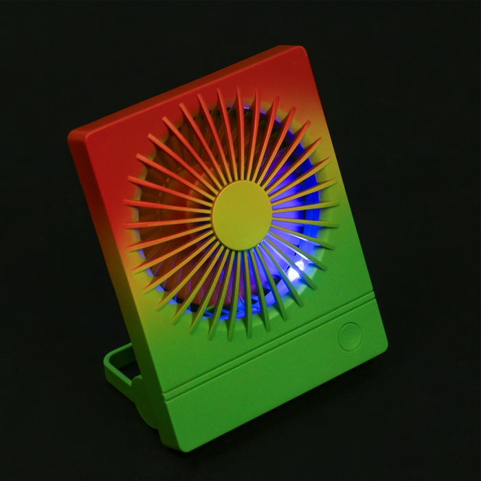 Портативный вентилятор YS2202B, 500 мАч, 3 режима, вход micro-USB, провод, градиент тёплый