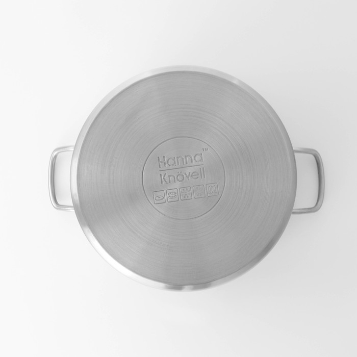 Кастрюля из нержавеющей стали Hanna Kn&ouml;vell с крышкой, 9 л, d=26 см, h=17 см, толщина стенки 0,6 мм, индукция