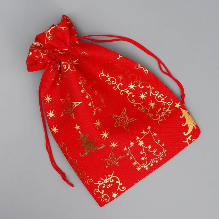 Мешочек подарочный холща &laquo;Счастливого Нового Года&raquo;, тиснение, 16 х 24 см +/- 1.5 см, Новый год