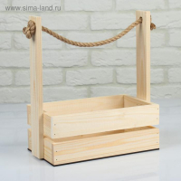 Кашпо деревянное 28&times;15&times;30 см "Аром", ручка канат, натуральная сосна